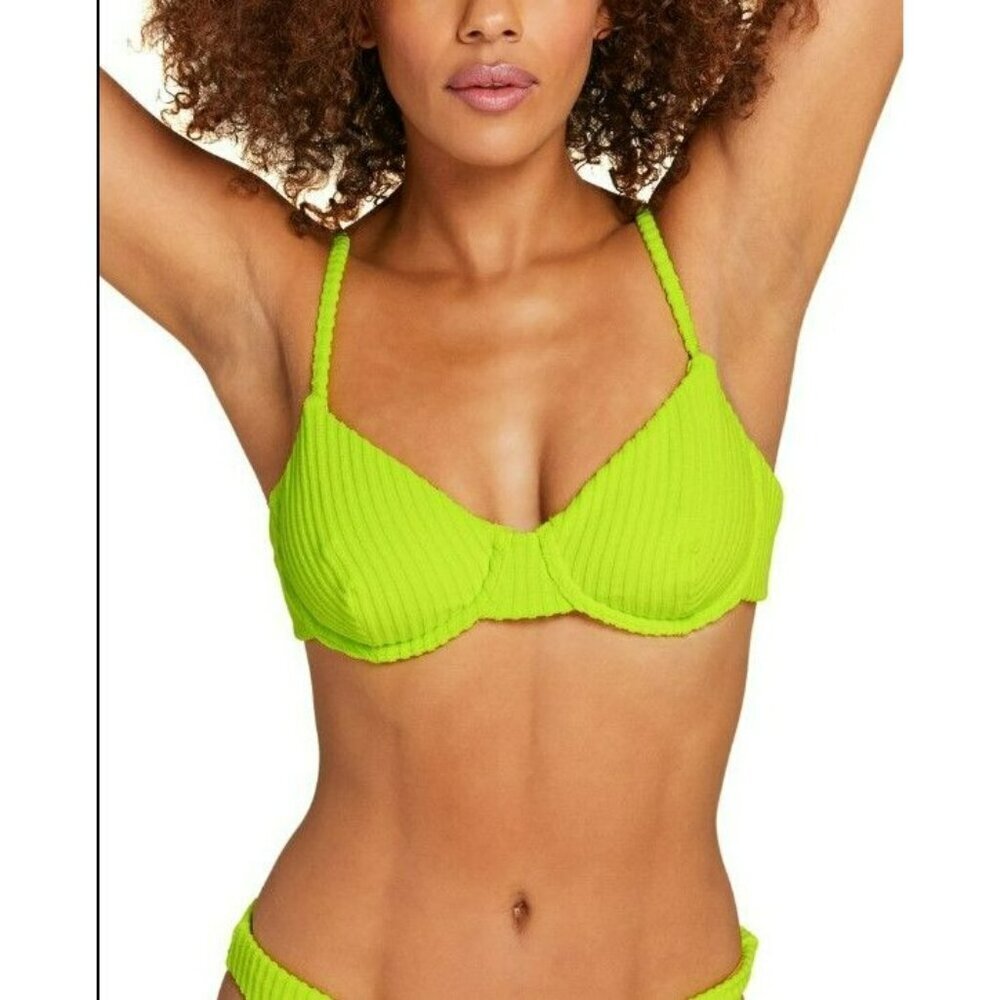 Andie Swin‎ The Bermuda Bikini Top Ribbed Terry Neon Lemon Medium